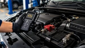 Check engine light diagnosis after battery replacement in Spring Park using a professional scan tool
