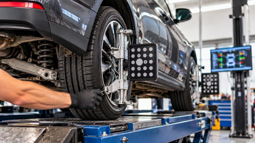 Rear thrust angle alignment in Spring Park MN using computerized wheel alignment equipment
