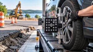 Digital wheel alignment in Spring Park MN for Sunset Drive construction road damage